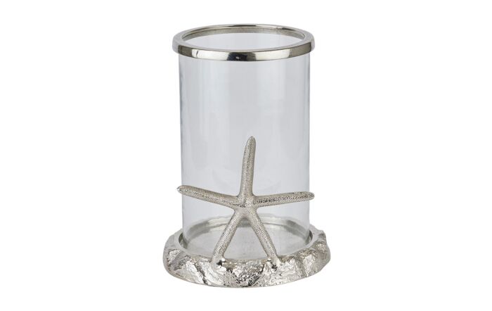 Hill Interiors Coastal Calm Flower Arrangement and Starfish Hurricane