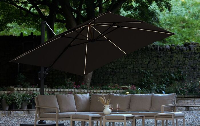 Pacific Lifestyle Glow Challenger Square T2 3m Havana Taupe Premium Cantilever Parasol
