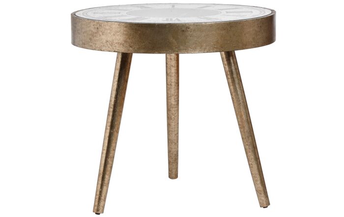 Hill Interiors Mirrored Round Framed Clock Table With Moving Mechanism Hill Interiors Mirrored Round Framed Clock Table With Moving Mechanism