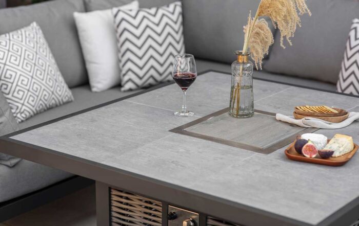 Bramblecrest Tuscan Corner Sofa Garden Set with Firepit Table - Grey Bramblecrest Tuscan Corner Sofa Garden Set with Firepit Table - Grey