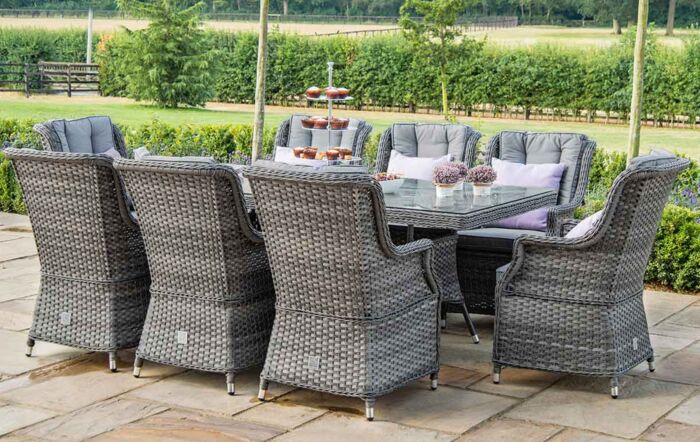 Maze Victoria 8 Seat Rectangle Dining Set with Square Chairs Maze Victoria 8 Seat Rectangle Dining Set with Square Chairs