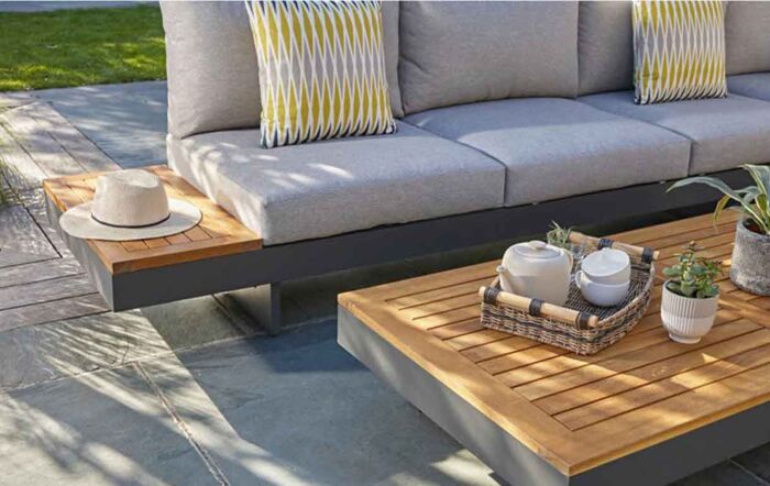 Bramblecrest Vilamoura Rectangle Modular Corner Sofa with Teak Coffee Table Bramblecrest Vilamoura Rectangle Modular Corner Sofa with Teak Coffee Table