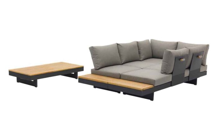 Bramblecrest Vilamoura Rectangle Modular Corner Sofa with Teak Coffee Table Bramblecrest Vilamoura Rectangle Modular Corner Sofa with Teak Coffee Table
