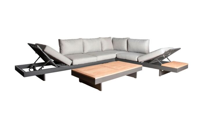 Bramblecrest Vilamoura Rectangle Modular Corner Sofa with Teak Coffee Table Bramblecrest Vilamoura Rectangle Modular Corner Sofa with Teak Coffee Table