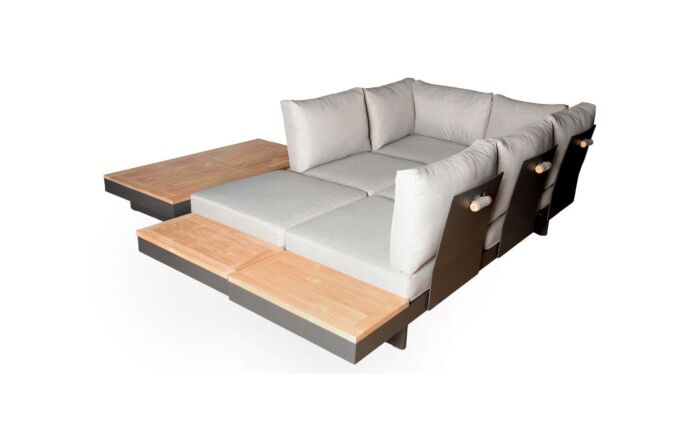 Bramblecrest Vilamoura Rectangle Modular Corner Sofa with Teak Coffee Table Bramblecrest Vilamoura Rectangle Modular Corner Sofa with Teak Coffee Table
