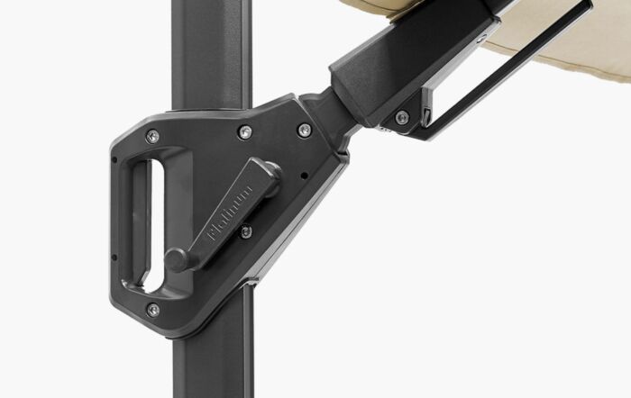 Pacific Lifestyle Voyager T2 2.7mt Square Champagne Free Arm Parasol & 90kg Wheeled Granite Base