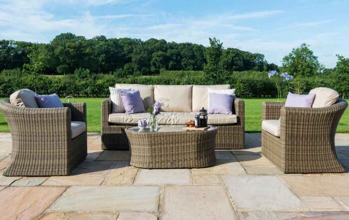 Maze Winchester Rattan 3 Seat Garden Sofa Set with Coffee Table