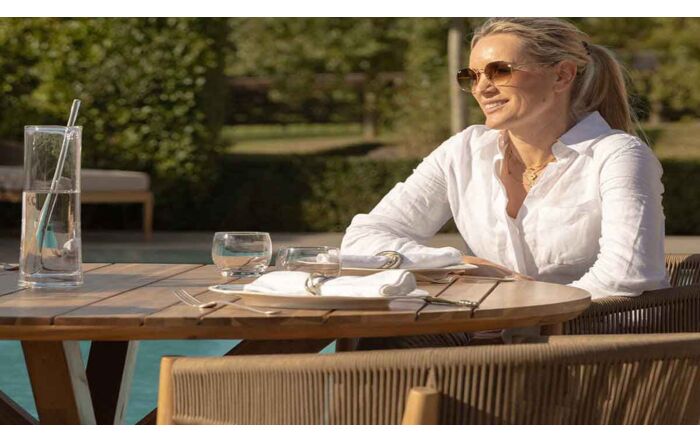 Maze Porto Rope 6 Seat Round Dining Set - Light Brown