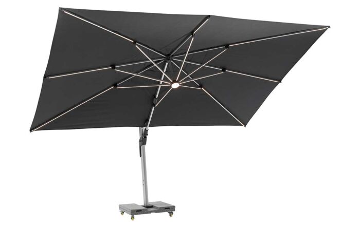 Bramblecrest Worcester 4m x 3m Rectangle Cantilever LED Parasol with Cover - Grey Bramblecrest Worcester 4m x 3m Rectangle Cantilever LED Parasol with Cover - Grey