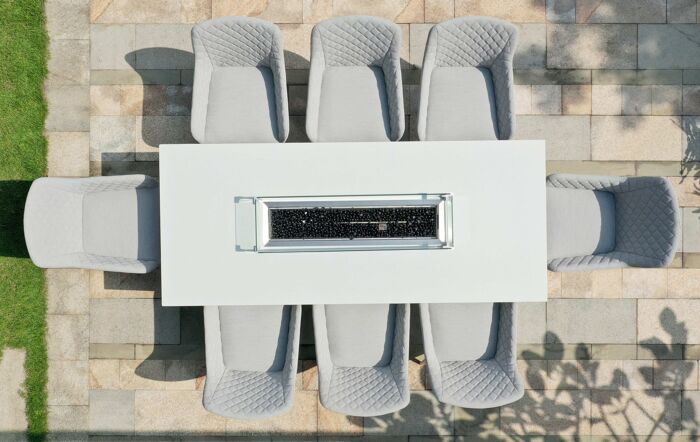 Maze Zest 8 Seat Dining Set with Fire Pit Table - Lead Chine Maze Zest 8 Seat Dining Set with Fire Pit Table - Lead Chine
