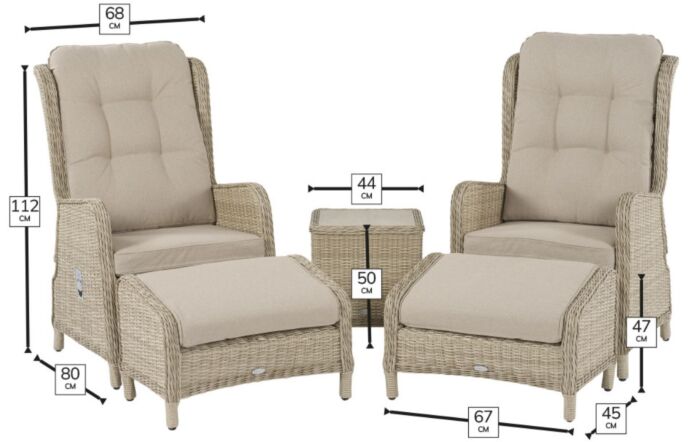 Bramblecrest Chedworth Garden Recliner Set - Sandstone-X20WCWC2