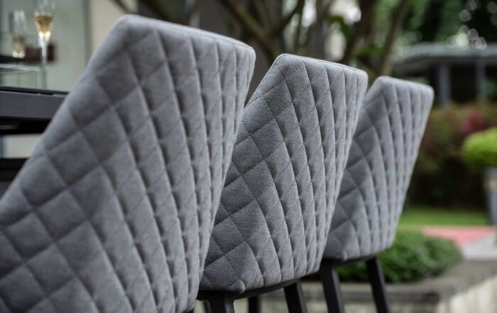 Maze Regal Outdoor Fabric 8 Seat Bar Set With Fire Pit Table - Flanelle-FB-BAR-REG-8SRC-FP-AL-FL