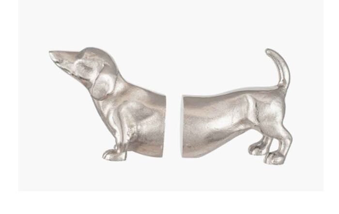 Pacific Lifestyle Silver Metal Sausage Dog Bookends-70-625