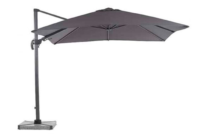 Bramblecrest Truro 3M Square LED Grey Parasol inc Granite Base - FREE cover-X18PG30Q03