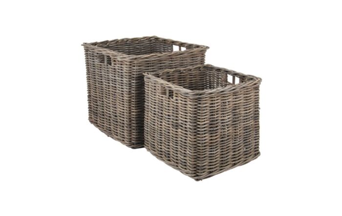 Pacific Lifestyle Grey Kubu S/2 Large Square Baskets-44-499-G