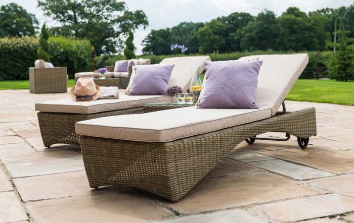 Maze Winchester Rattan Sunbed Set-WIN-204024