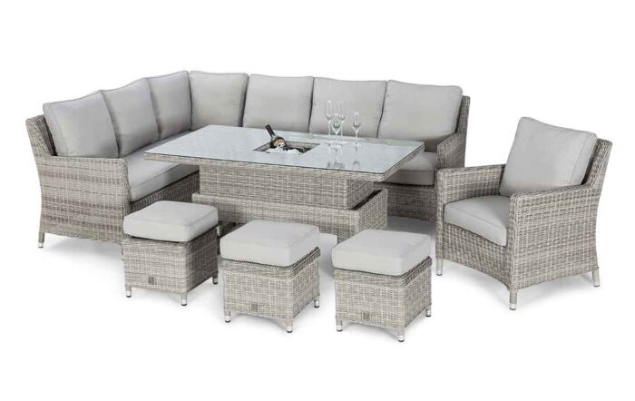 Maze Oxford Rattan Adjustable Garden Sofa Dining Set - Grey-OXF-V-205534-1