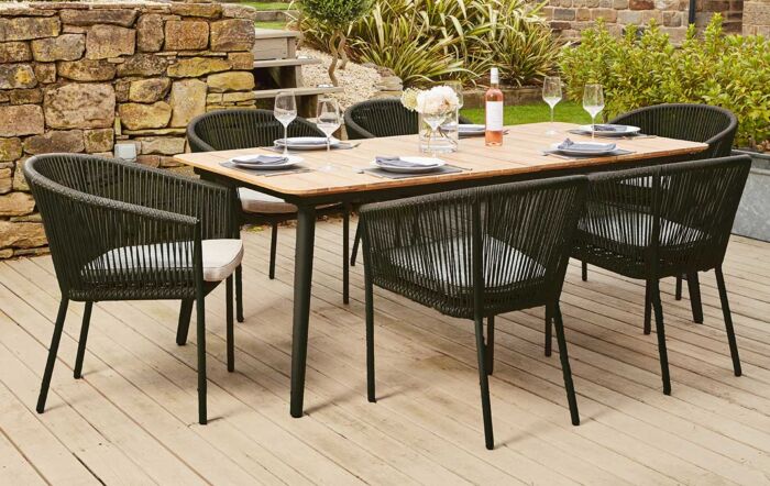 Pacific Lifestyle Reims Garden Wooden Dining Table & Chairs-18-F-610-GY
