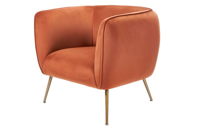 Pacific Lifestyle Lucca Tobacco Velvet Chair with Gold Legs-15-289-TO