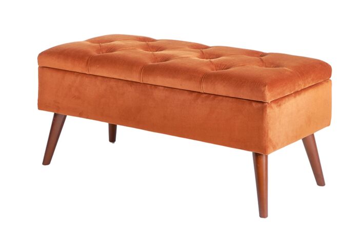 Pacific Lifestyle Pelagia Tobacco Velvet Buttoned Bench with Storage-15-293-TO