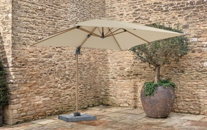 Bramblecrest Chichester Wood Effect Square Side Post Parasol with Granite Base - Sand-SPPS8W