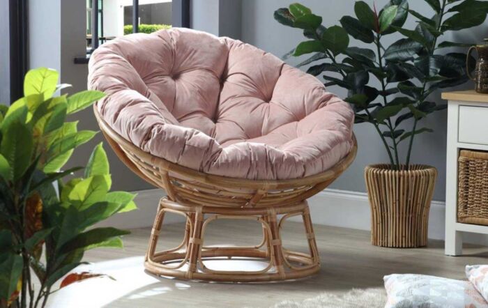 Desser Papasan Chair - Natural with Velvet Blush Cushion-42070-Natural