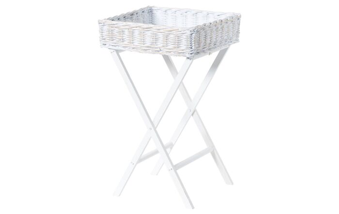 Hill Interiors Large White Wash Wicker Basket Butler Tray-21316