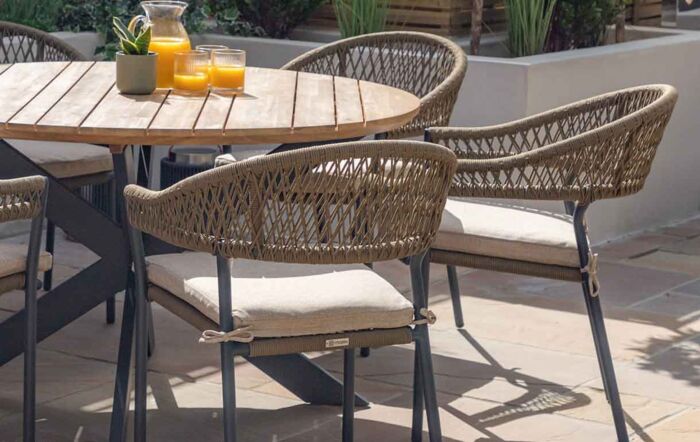 Maze Bali Rope Weave 6 Seat Round Garden Dining Set-BALI-6SRDS-GR-OT