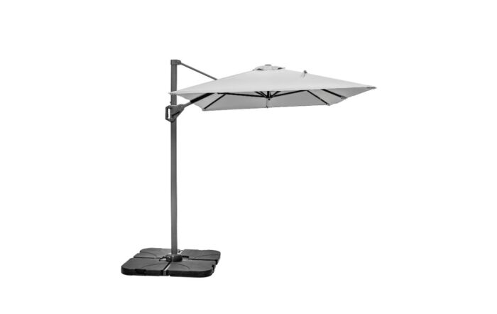 Pacific Lifestyle Voyager T1 3m x 2m Rectangular Luna Grey Free Arm Parasol With 90kg Wheeled Base-18-302-LG & 18-125