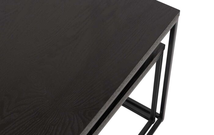 Pacific Lifestyle S/2 Mashiko Coffee Tables Black Ash Veneer and Black Metal-76-534