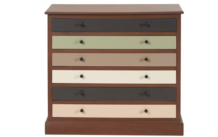 Pacific Lifestyle Loft Pine Wood Sage Multicoloured 6 Drawer Unit-76-523