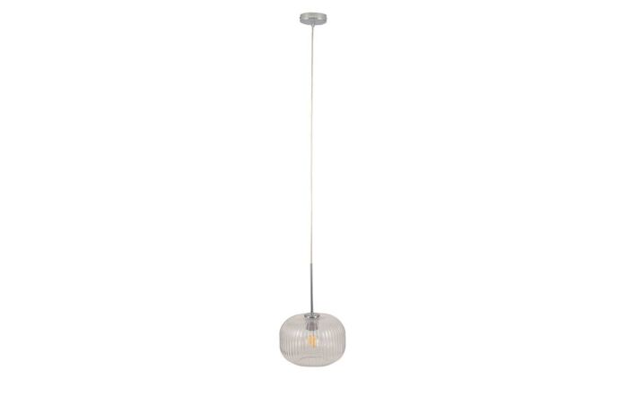 Pacific&#x20;Lifestyle&#x20;Bella&#x20;Clear&#x20;Glass&#x20;and&#x20;Silver&#x20;Metal&#x20;Ribbed&#x20;Squoval&#x20;Pendant-35-323&#x20;1