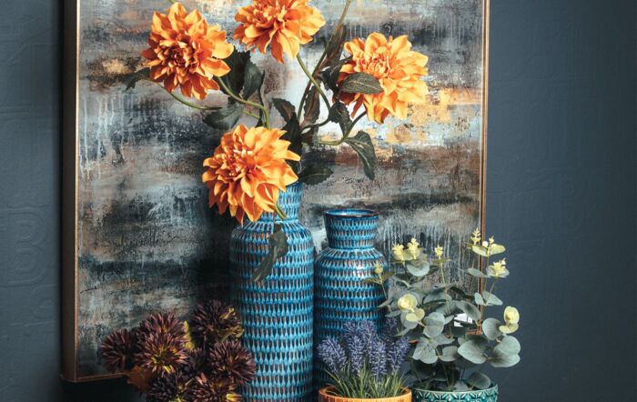 Hill Interiors Large Abstract Grey And Gold Glass Image With Gold Frame-19979