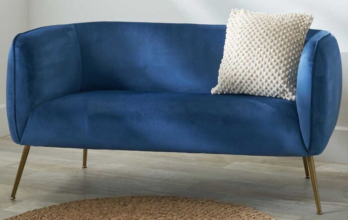 Pacific Lifestyle Lucca Sapphire Blue Velvet Sofa with Gold Legs-15-313-SB