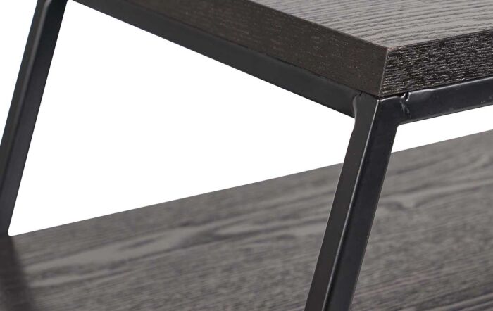 Pacific Lifestyle S/2 Mashiko Black Ash Veneer and Black Metal Console Tables-76-533