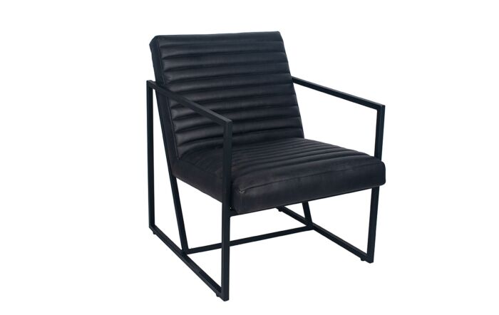 Pacific Lifestyle Stefano Steel Grey Leather and Iron Arm Chair-15-287-SG