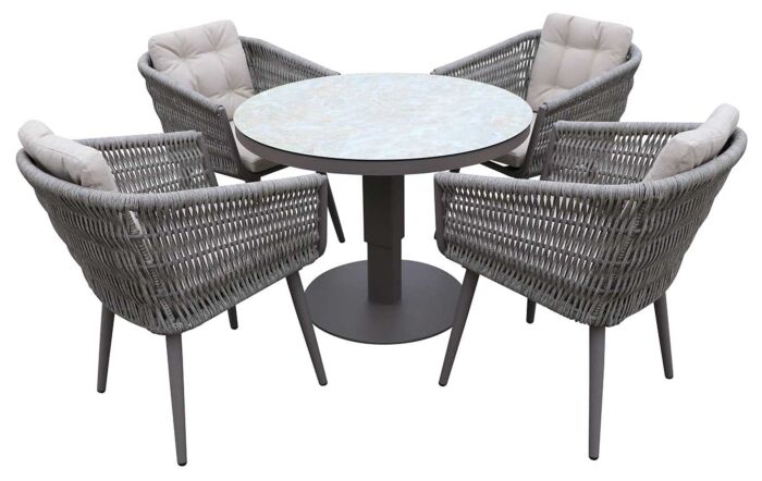 JB Furniture Exclusive Seychelles Round 4 Seat Dining Set with Adjustable Table - Cappuccino-CW-AT297