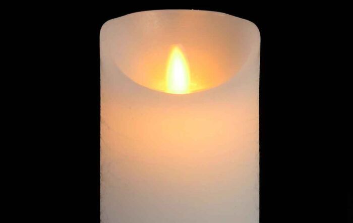 Hill Interiors Luxe Collection 3x8 White Flickering Flame LED Wax Candle Set Of 3-18088