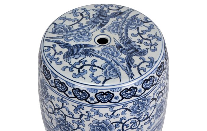 Pacific Lifestyle Matilde Blue and White Floral Ceramic Stool-76-556