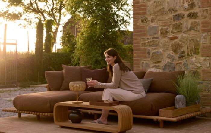 Cane-Line Sticks Platform Teak Corner Sofa - Umber Brown-F55820T-55820Y-55820B