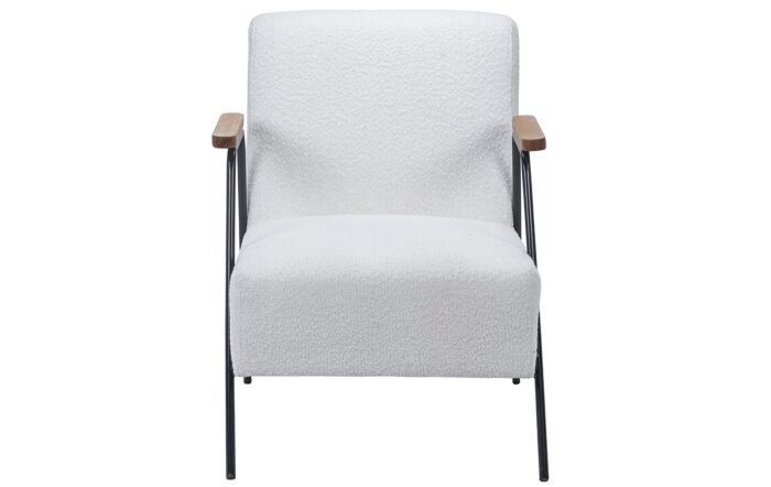 Pacific Lifestyle Matera Bouclé Chair With Black Legs and Wooden Arms-15-316-WH