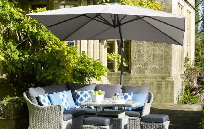 Bramblecrest Chichester 3M Square Crank Handle Parasol Including Granite Base And Cover-X18PG30SQ1