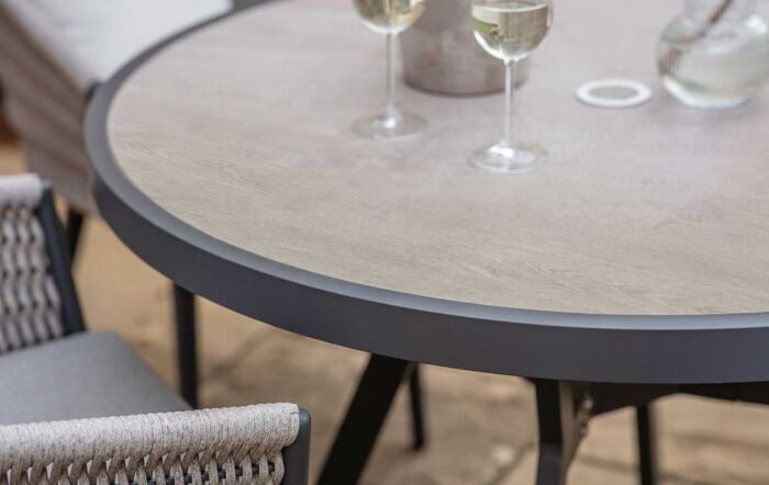 Bramblecrest Mauritius 4 Seat Round Dining Set with Parasol & Base-X23AMA110RT