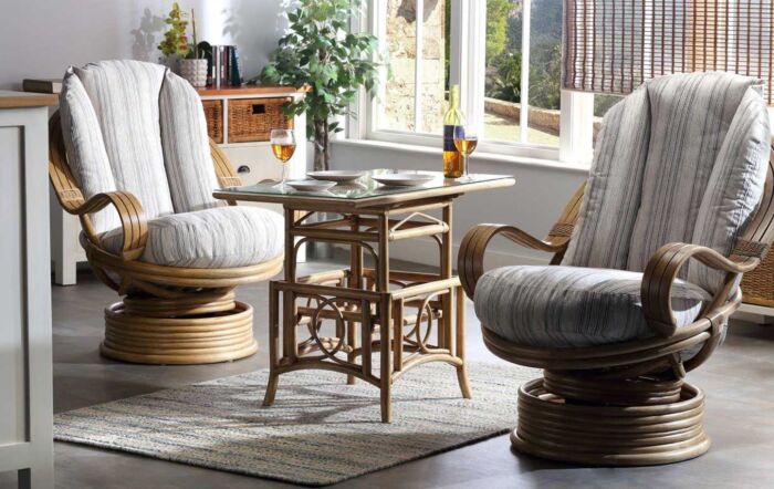 Desser Madrid Light Oak Cane Rattan Swivel Chair