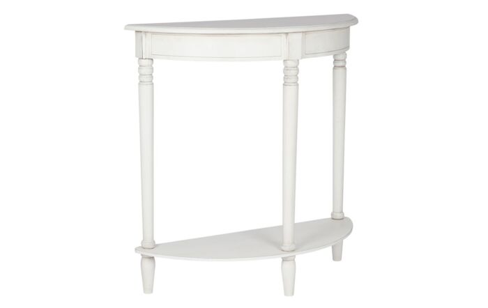 Pacific Lifestyle Elizabeth White Pine Wood Half Moon Console Table-76-297-EW