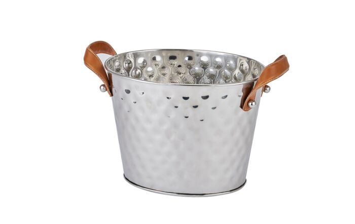 Hill Interiors Silver Leather Handled Champagne Cooler-22570