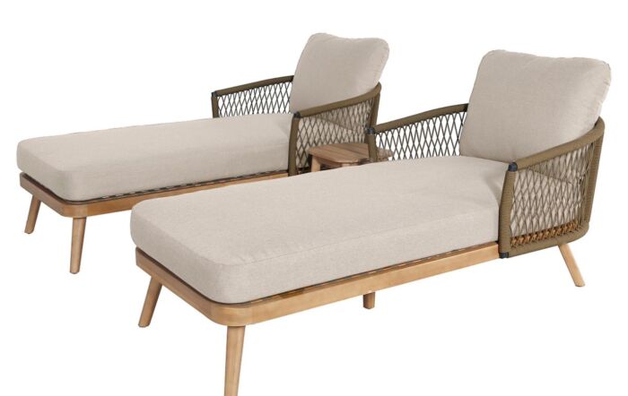Maze Bali Double Sunlounger Set With Side Table-BALI-2SL-GR-OT