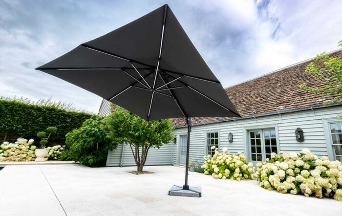 Bramblecrest Truro 3M Square LED Grey Parasol inc Granite Base - FREE cover-X18PG30Q03