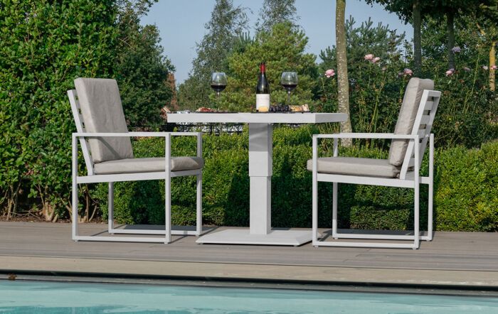 Maze Amalfi 3 Piece Aluminium Bistro Set with Rising Table - White-ALU-A-409015