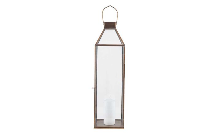 Pacific Lifestyle Shiny Brass Metal & Glass Square Large Lantern-70-576-SB-L